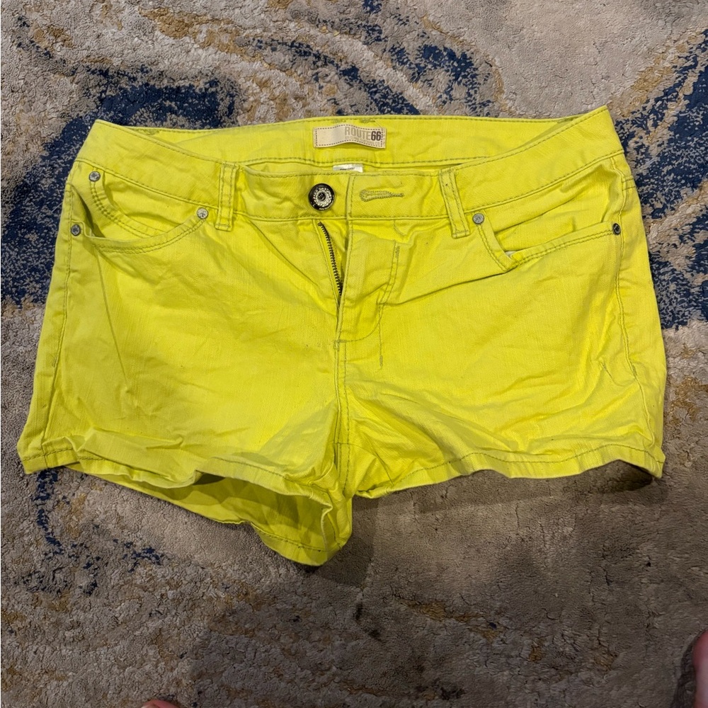 Route 66 Yellow Jean Shorts Vibrant Summer Style